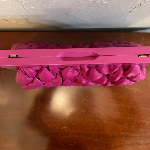 NEW Pink Quilted Clutch Purse with Chunky Chain Handle & Crossbody Strap - Picture 3 of 6